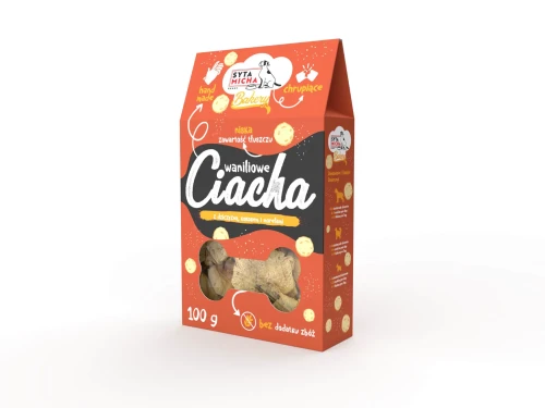 Syta Micha Ciastka Waniliowe ciacha z dziczyzną, kokosem i morelami 100g - przysmak dla psa