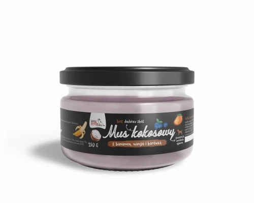 Syta Micha Mus kokosowy dla psa z bananem, mango i borówką 150g - przysmak dla psa