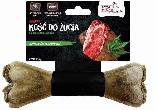 Syta Micha Kość do żucia dla psa na mocne stawy 22cm Maxxi - przysmak dla psa z glukozaminą i konopią