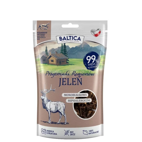 Baltica Półmiękkie przysmaki dla psów z jelenia 80g - przysmak dla psa