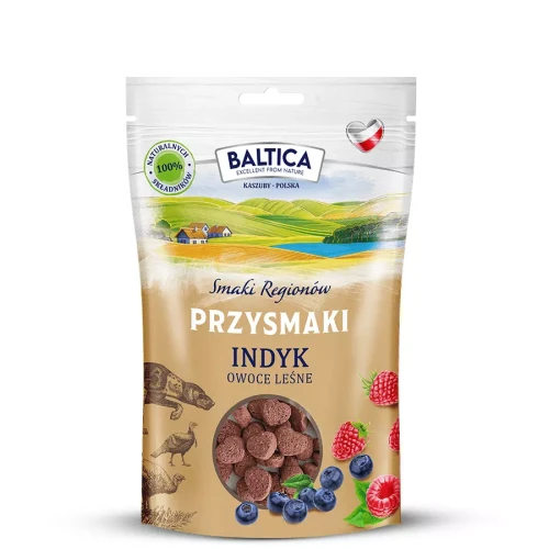 Baltica Smaki Regionów Indyk z owocami leśnymi 100g - przysmak dla psa