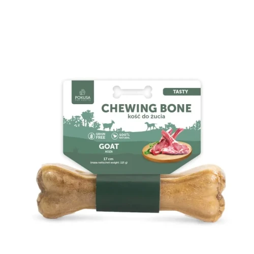 Pokusa chewing bone TASTY - kość do żucia z dodatkiem kozy i penisów wołowych 17cm - przysmak dla psa