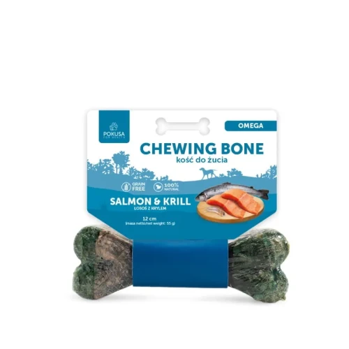 Pokusa chewing bone OMEGA - kość do żucia z dodatkiem łososia, kryla i małża nowozelandzkiego 12cm - przysmak dla psa