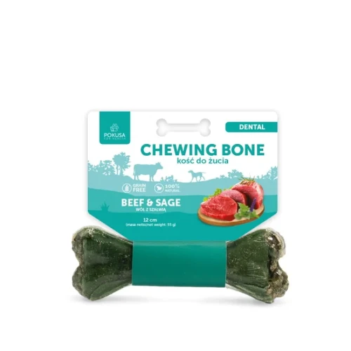 Pokusa chewing bone DENTAL - kość do żucia z dodatkiem szałwi i penisów wołowych 12cm - przysmak dla psa