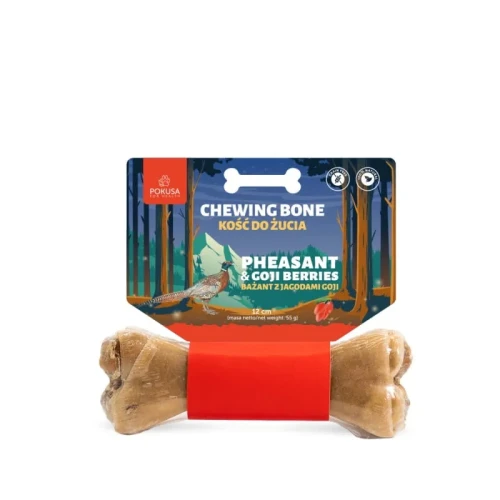 Pokusa chewing bone PHEASANT & GOJI BERRIES - kość do żucia z dodatkiem bażanta, jagód goji i rokitnika 12cm - przysmak dla psa