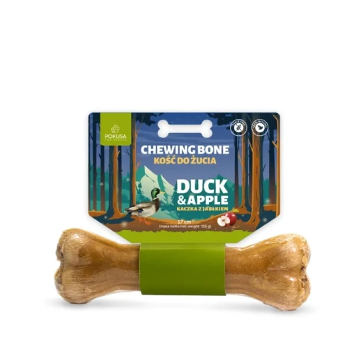 Pokusa chewing bone DUCK & APPLE - kość do żucia z dodatkiem kaczki i jabłka 17cm - przysmak dla psa