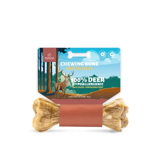 Pokusa chewing bone DEER - hipoalergiczna kość do żucia 100% jeleń 12cm - przysmak dla psa