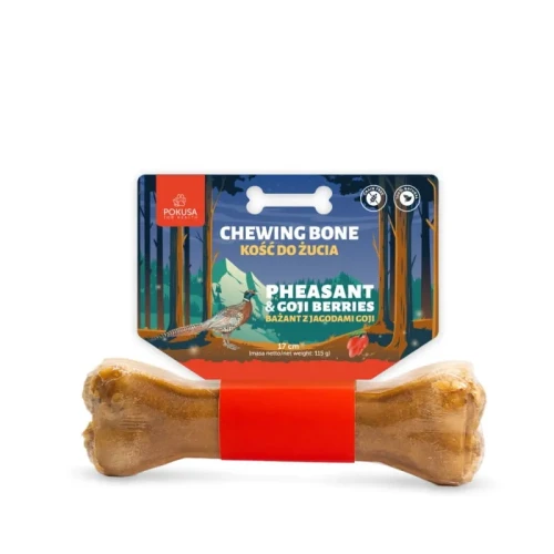 Pokusa chewing bone PHEASANT & GOJI BERRIES - kość do żucia z dodatkiem bażanta, jagód goji i rokitnika 17cm - przysmak dla psa