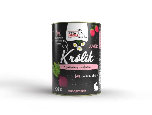 Syta Micha Karma mokra Królik z burakiem i malinami Junior 400g