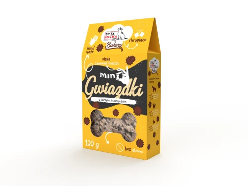 Syta Micha Ciastka dla psa Mini gwiazdki z dziczyzną i czarnym bzem 100g - przysmak dla psa