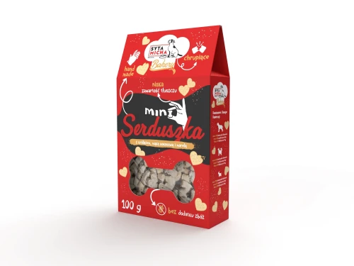 Syta Micha Ciastka dla psa Mini serduszka z królikiem, mąką kokosową i morelą 100g - przysmak dla psa