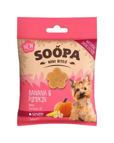 SOOPA Healthy Bites MINI dla małego psa - Banan i Dynia 50g - przysmak dla psa