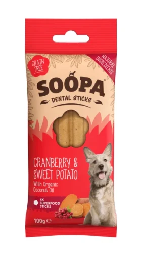 SOOPA Dental Stick – Żurawina i Batat 100g - przysmak dla psa