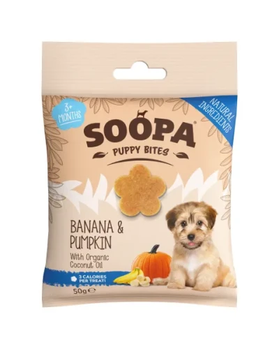SOOPA Szczeniak Bites – Banan i Dynia 50g - przysmak dla psa