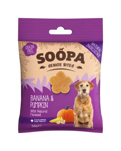 SOOPA Senior Bites – Banan, Dynia, Siemię Lniane 50g - przysmak dla psa