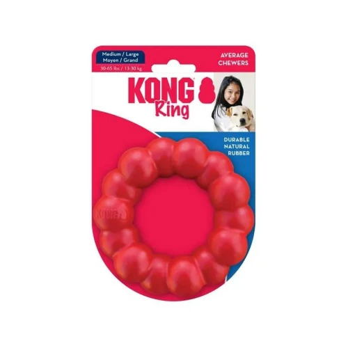 Kong Ring - zabawka dla psa, gryzak z czerwonej, nietoksycznej gumy M/L