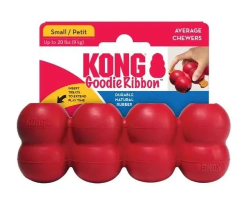 Kong Goodie Ribbon – zabawka na przysmaki dla psa, gryzak, czerwony S