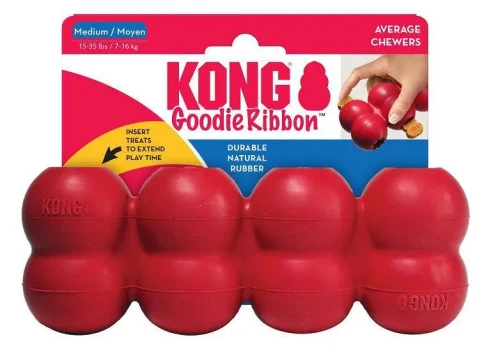 Kong Goodie Ribbon – zabawka na przysmaki dla psa, gryzak, czerwony M