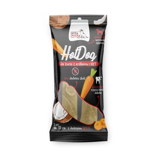 Syta Micha  Hot Dog z królikiem i MCT 15cm - 2szt Gryzak dla psa - przysmak dla psa