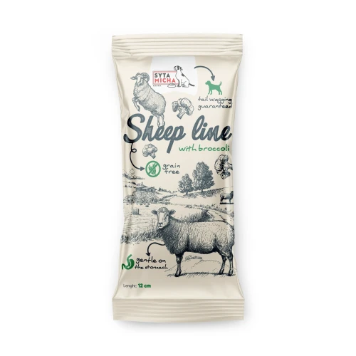 Syta Micha Sheep Line Kość do żucia Owca z brokułem 12cm - przysmak dla psa