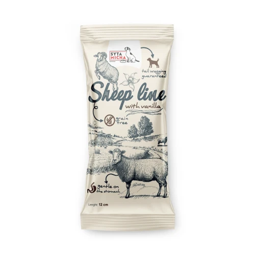 Syta Micha Sheep Line Kość do żucia dla szczeniąt Owca z wanilią 12cm - przysmak dla psa