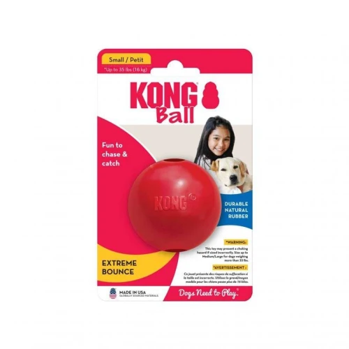 Kong Ball - zabawka dla psa, gryzak z czerwonej, wytrzymałej gumy S