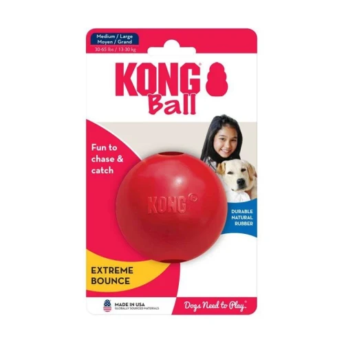 Kong Ball - zabawka dla psa, gryzak z czerwonej, wytrzymałej gumy M/L