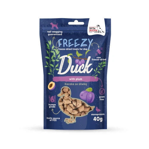 Syta Micha Liofilizowane przysmaki dla psa Kaczka ze śliwką FREEZY 40g - przysmak dla psa