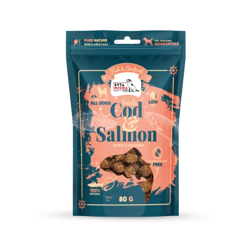 Syta Micha Fish & Seafood Przysmaki z łososiem dla psa 80g - przysmak dla psa
