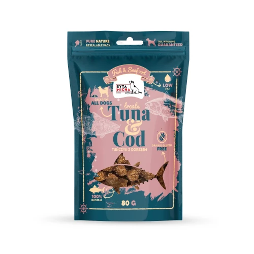 Syta Micha Fish & Seafood Przysmaki z tuńczykiem dla psa 80g - przysmak dla psa