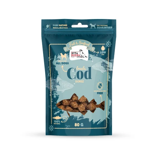 Syta Micha Fish & Seafood Przysmaki z dorszem dla psa 80g - przysmak dla psa