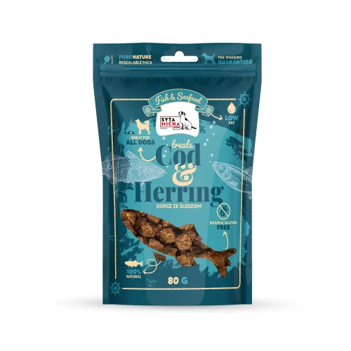 Syta Micha Fish & Seafood Przysmaki ze śledziem dla psa 80g - przysmak dla psa