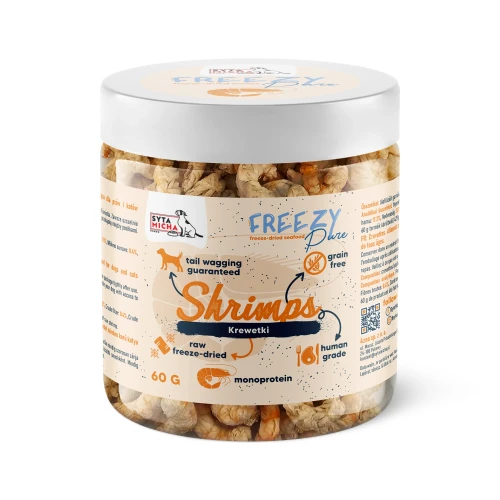 Syta Micha 100% liofilizowane krewetki dla psa 60g FREEZY Pure - przysmak dla psa
