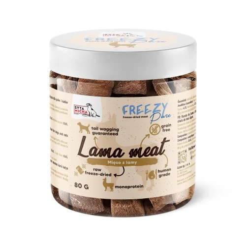 Syta Micha 100% liofilizowane mięso z lamy dla psa 80g FREEZY Pure - przysmak dla psa