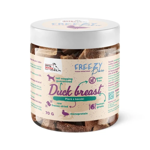 Syta Micha 100% liofilizowane mięso kaczki dla psa 70g FREEZY Pure - przysmak dla psa
