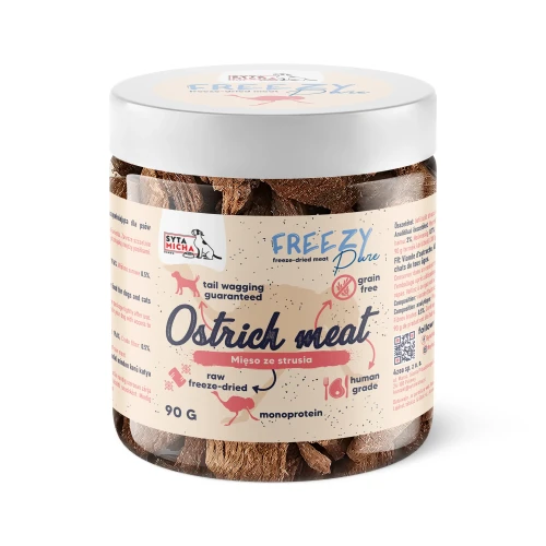 Syta Micha 100% liofilizowane mięso strusia dla psa 90g FREEZY Pure - przysmak dla psa