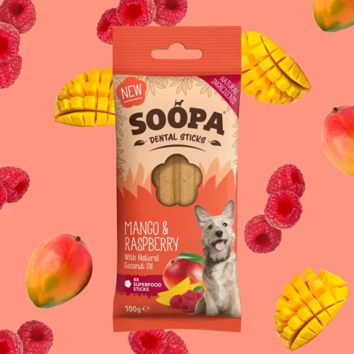 SOOPA Dental Stick – Mango i Maliny 100g - przysmak dla psa