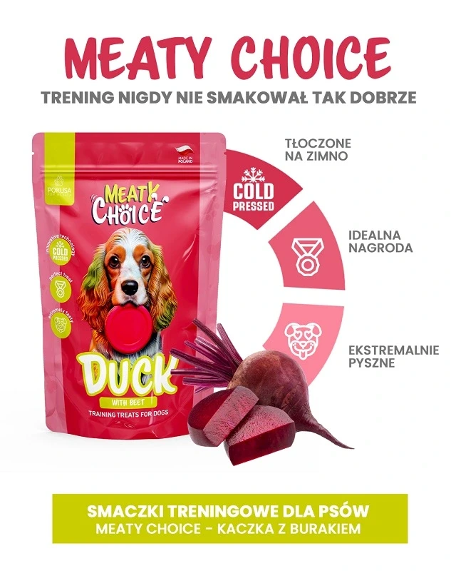 Pokusa-Smaczki-treningowe-Meaty-Choice-Duck-with-Beet-200g-przysmak-dla-psa.webp