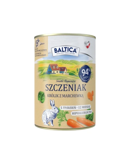 Baltica Karma mokra Królik z Marchewką i szpinakiem dla szczeniąt 400g