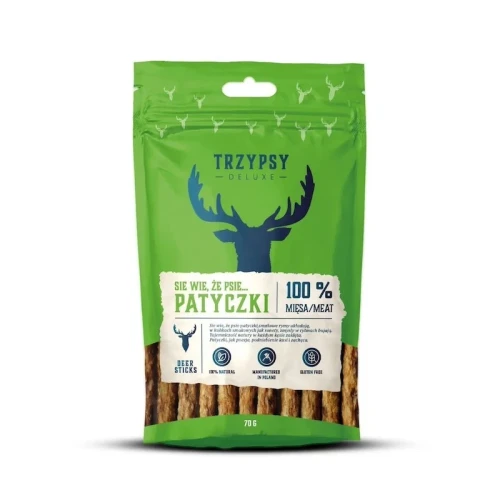TrzyPsy - sie wie, że psie... 70g - Patyczki z jelenia - 100% mięsa przysmaki dla psa
