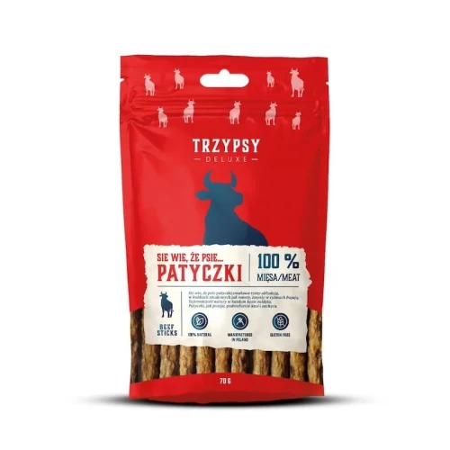 TrzyPsy - sie wie, że psie... 70g - Patyczki z wołowiny - 100% mięsa przysmaki dla psa