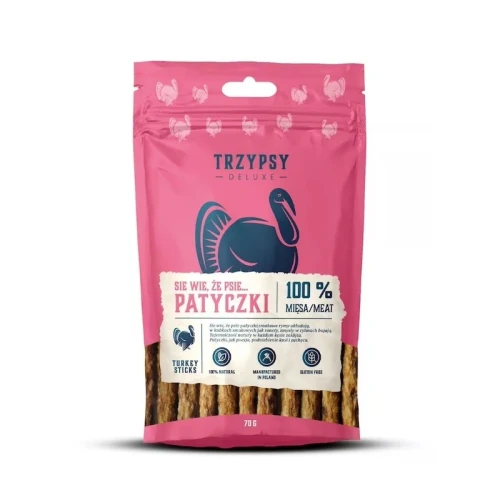 TrzyPsy - sie wie, że psie... 70g - Patyczki z indyka - 100% mięsa przysmaki dla psa