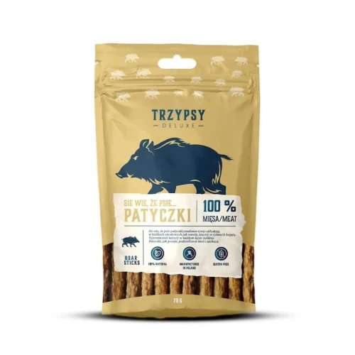 TrzyPsy - sie wie, że psie... 70g - Patyczki z Dzika - 100% mięsa przysmaki dla psa
