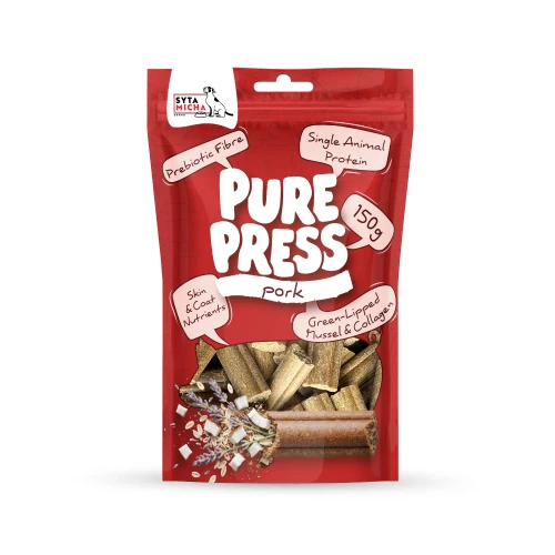 Syta Micha - Smaczki tłoczone na zimno Pure Press Wieprzowina 150 g - przysmaki dla psa