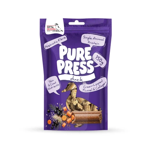  Syta Micha - Smaczki tłoczone na zimno Pure Press Kaczka 150 g - przysmaki dla psa