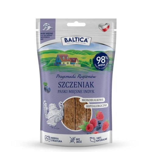 Baltica Indyk dla szczeniąt  paski mięsne 90g - przysmaki dla psów
