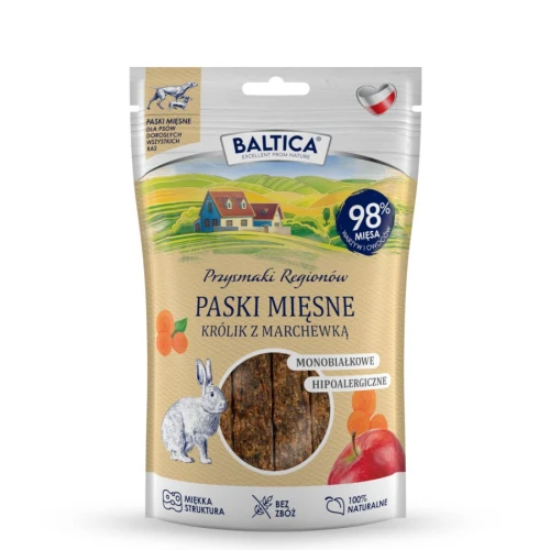 Baltica Królik z marchewką paski mięsne 90g - przysmaki dla psów