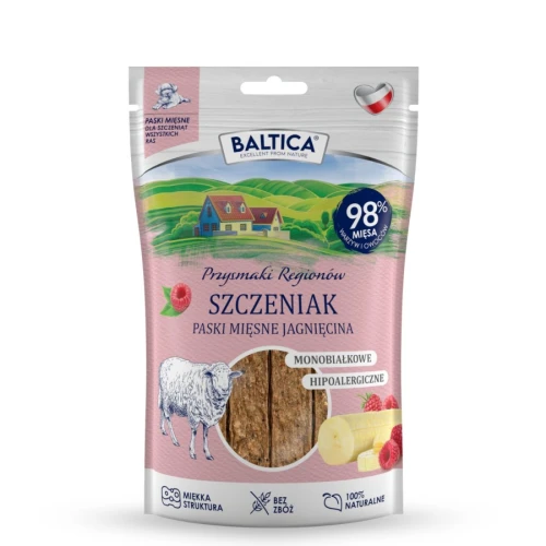 Baltica Jagnięcinadla szczeniąt paski mięsne 90g - przysmaki dla psów